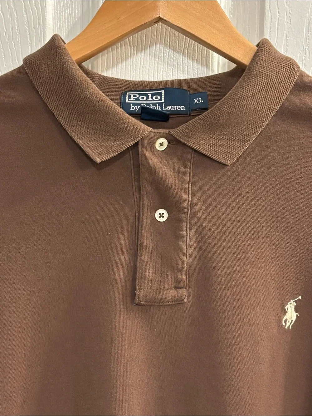 Vintage Polo Ralph Lauren Polo Shirt Brown XL Made in Hong Kong 100% Cotton USA